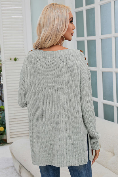 Button Shoulder Sweater