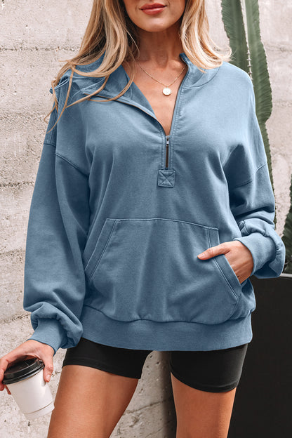 Onyx Mineral Wash Half-Zip Hoodie
