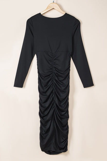 Midnight Muse Ruched Midi Dress