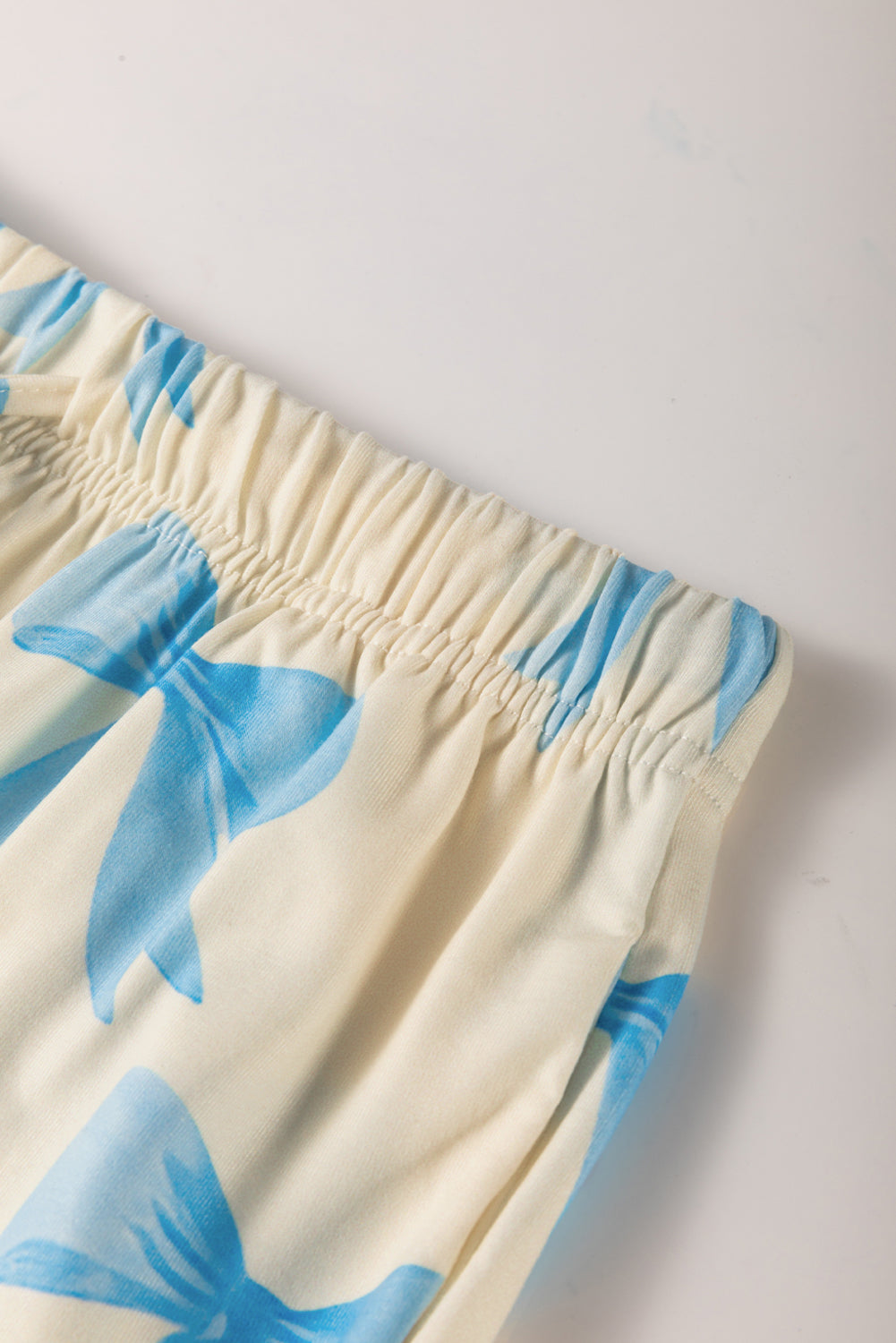 Blue Bow Satin Pajama Set