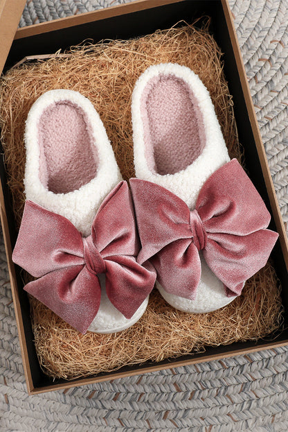 Blush Bow Cozy Slippers