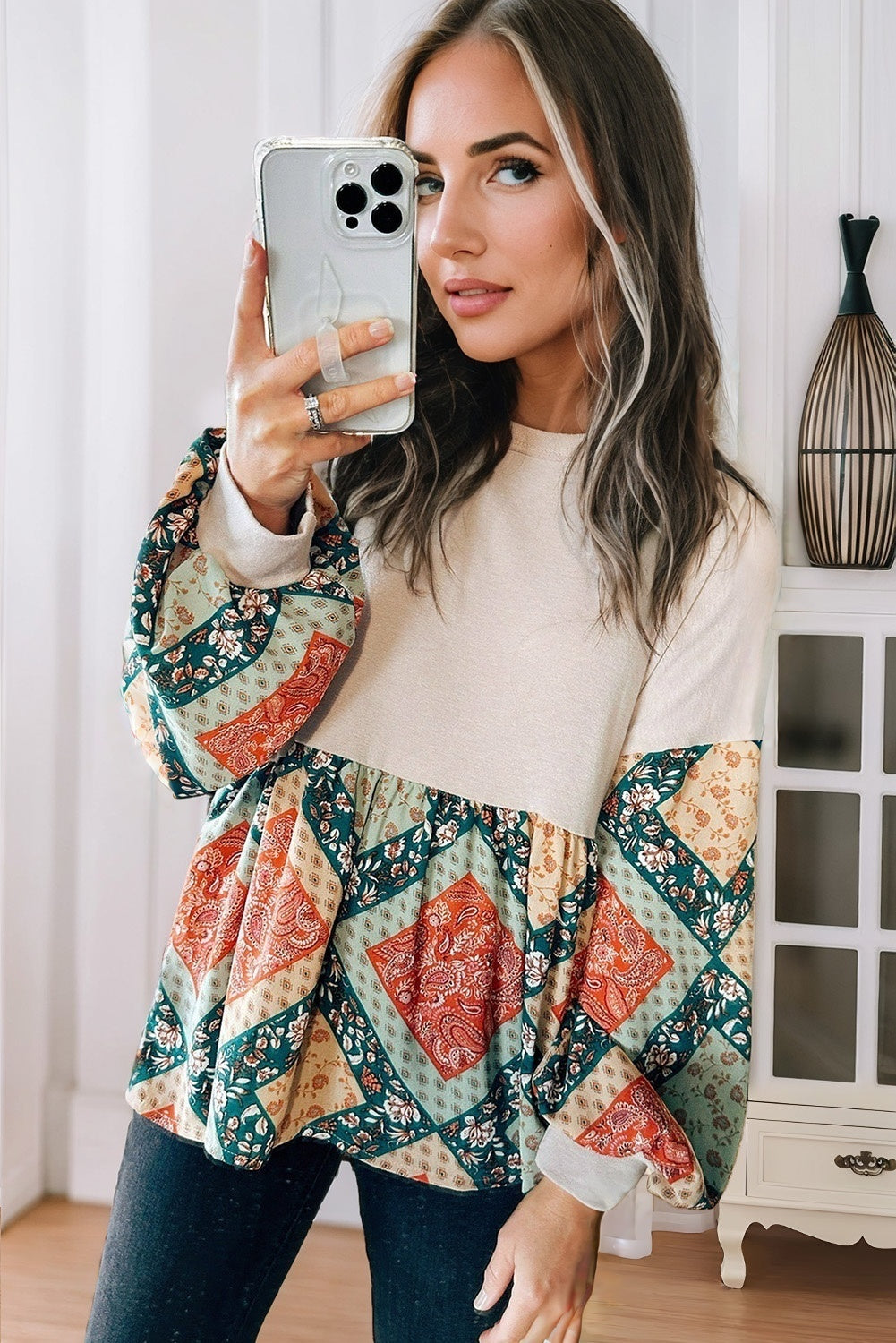 Fall Tapestry Long Sleeve Top