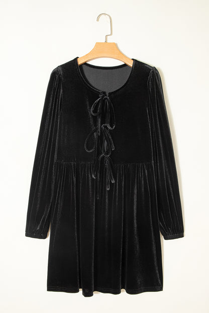 Midnight Velvet Bow Dress