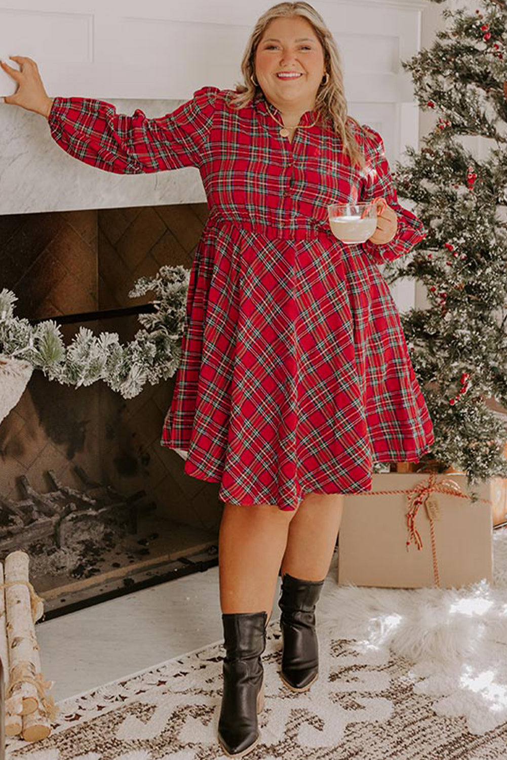 Holly Plaid Flowy Mini Dress