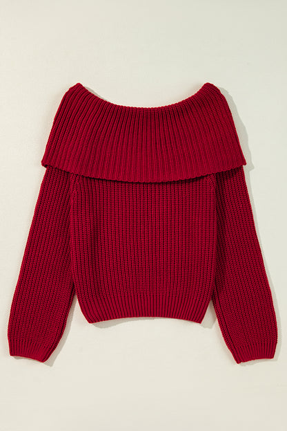 Scarlet Whisper Off-Shoulder Sweater