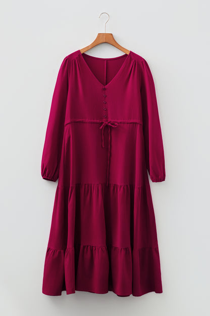 Cranberry Grace Tiered Maxi Dress