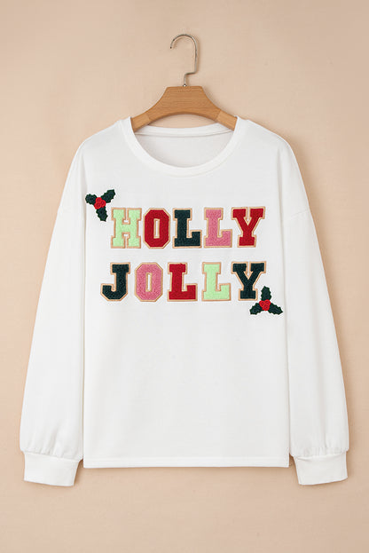 Holly Jolly Embroidered Sweatshirt
