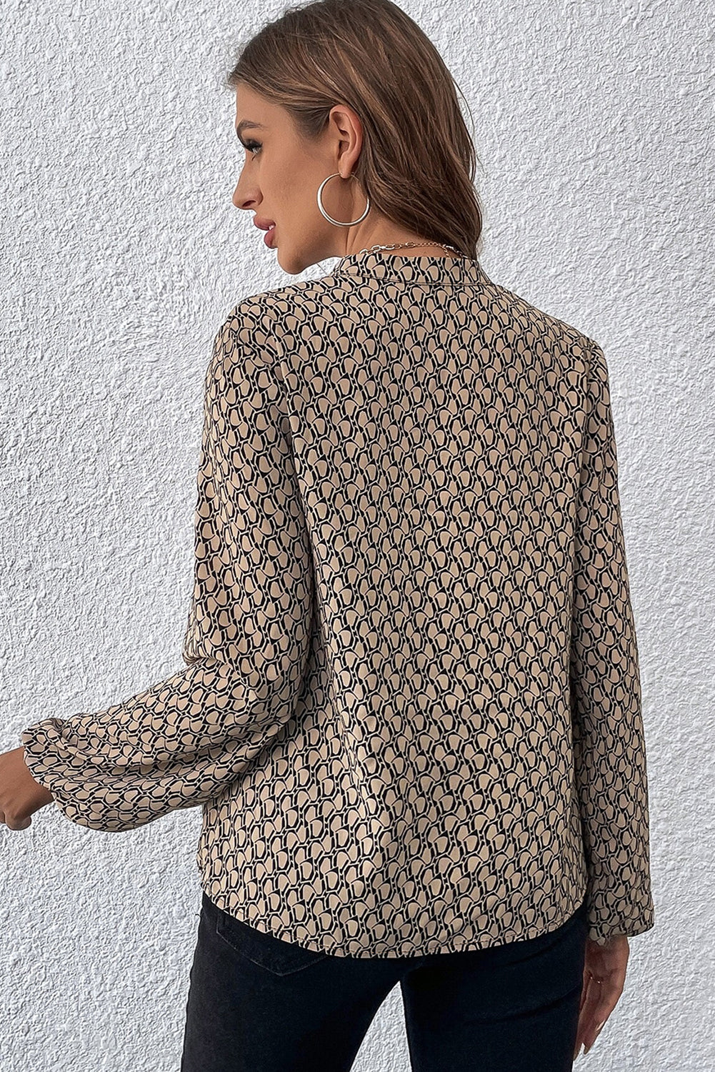 Geo Chic Long Sleeve Blouse