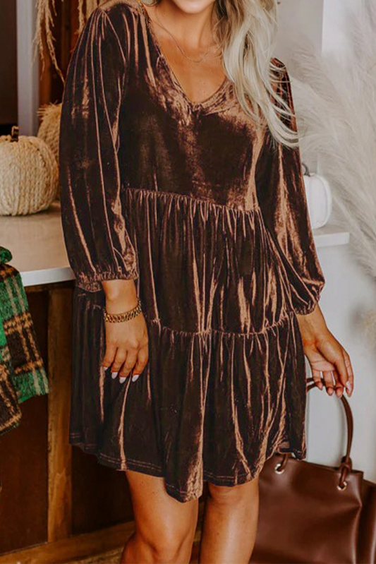 Mocha Velvet Mini Dress