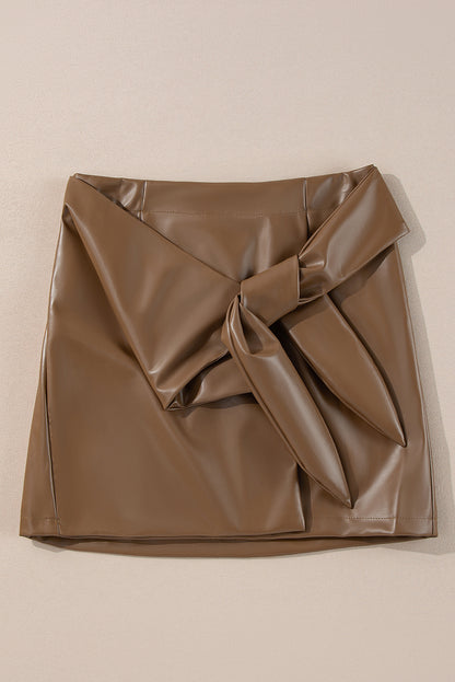 Bowknot Leather Mini Skirt