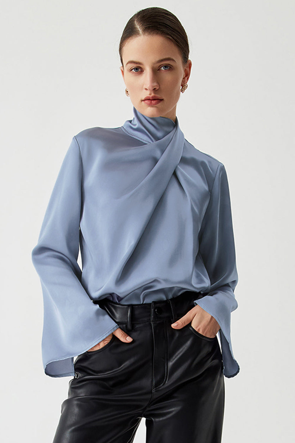Blue Mist Draped Blouse