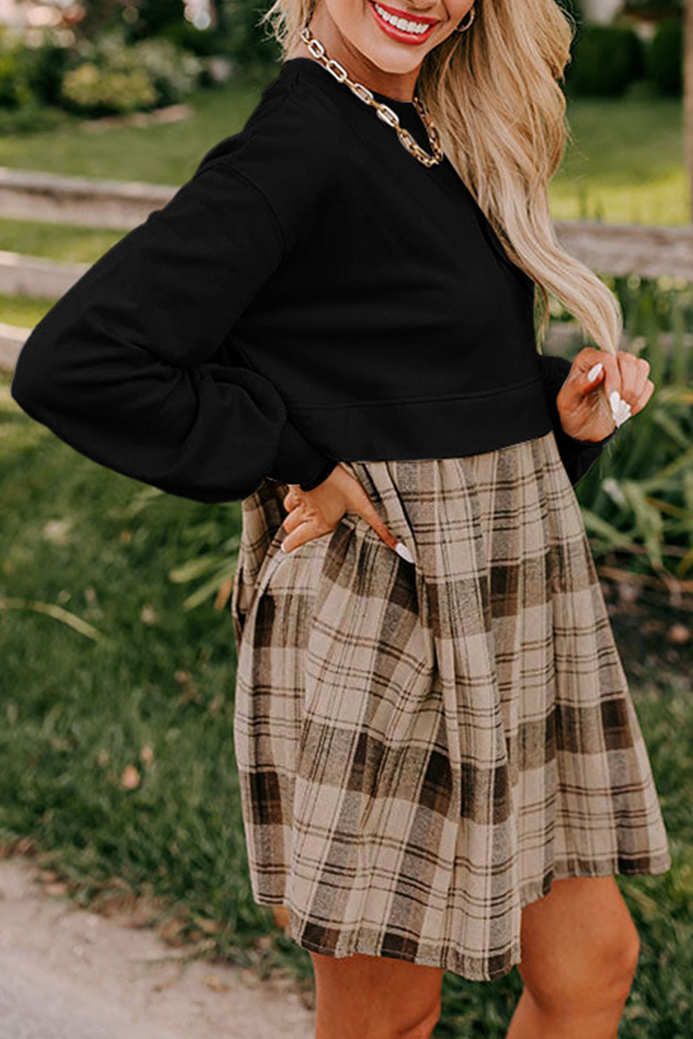 Midnight Plaid Mini Dress