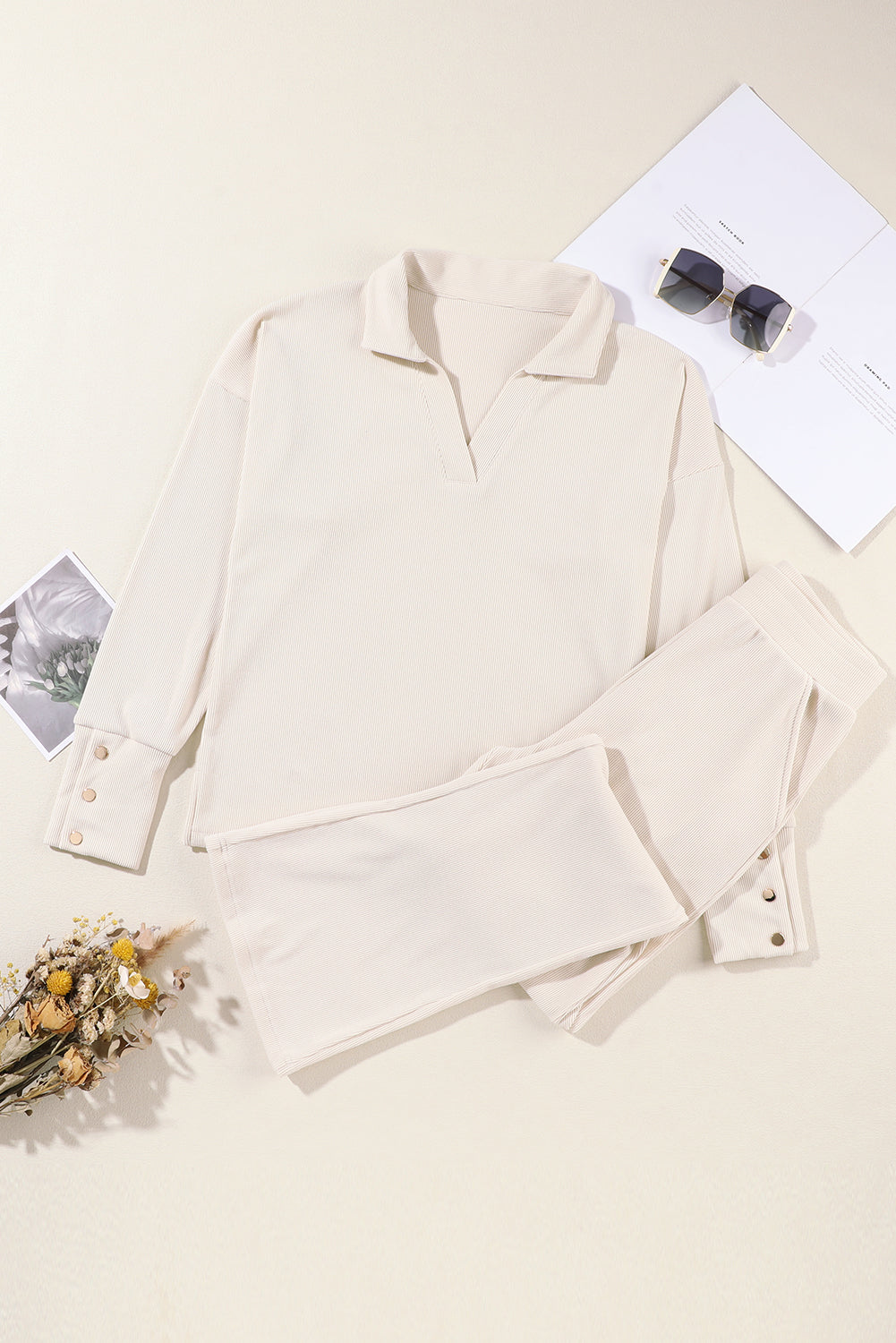 Cream Luxe Ribbed Set