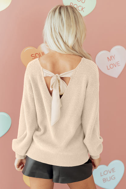 Ribbon Kiss Backless Sweater