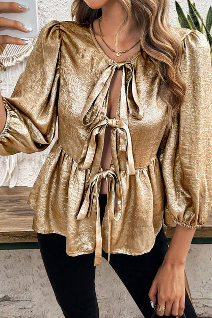 Golden Grace Tie Blouse