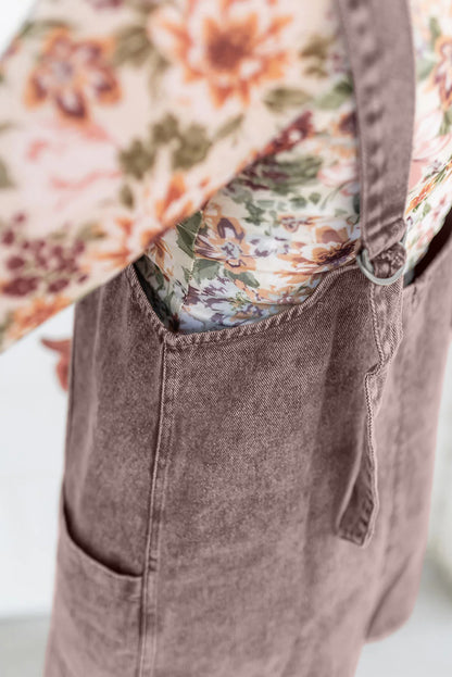 Mocha Wash Twill Overall Dress