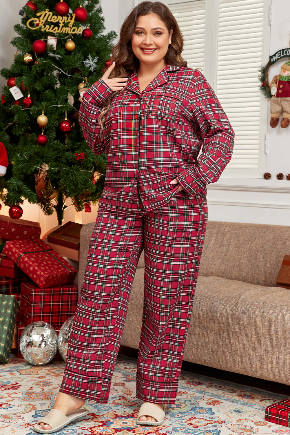 Classic Christmas Plaid Pajama Set