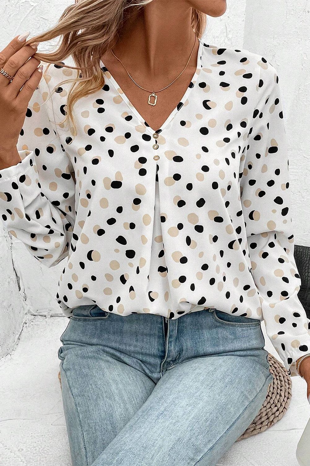 Playful Dots Long Sleeve Blouse