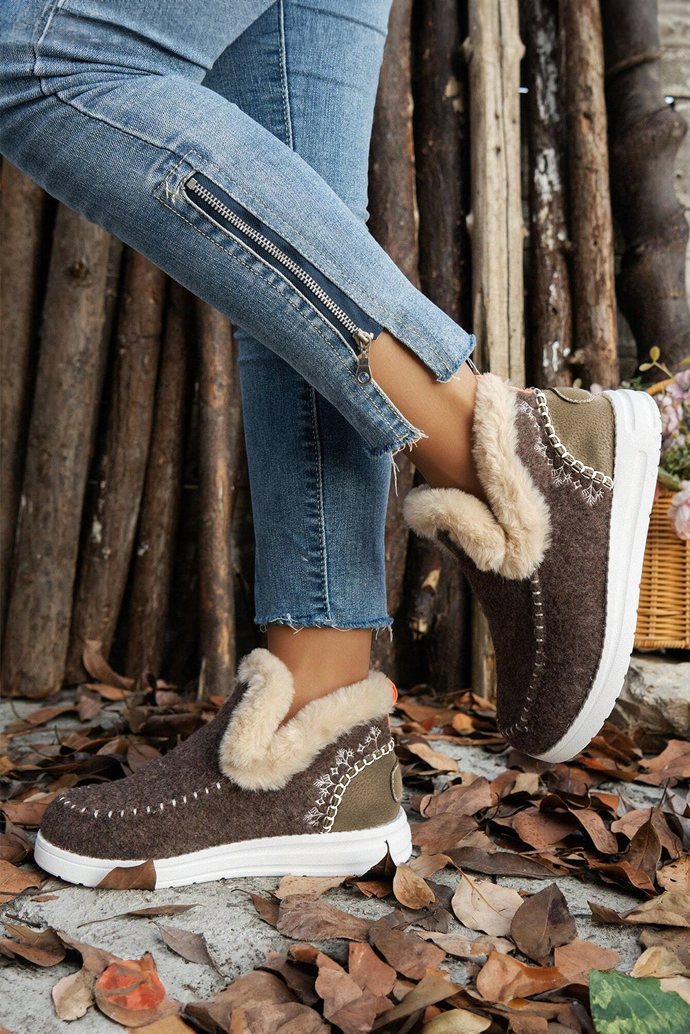 Suede Plush Ankle Boots