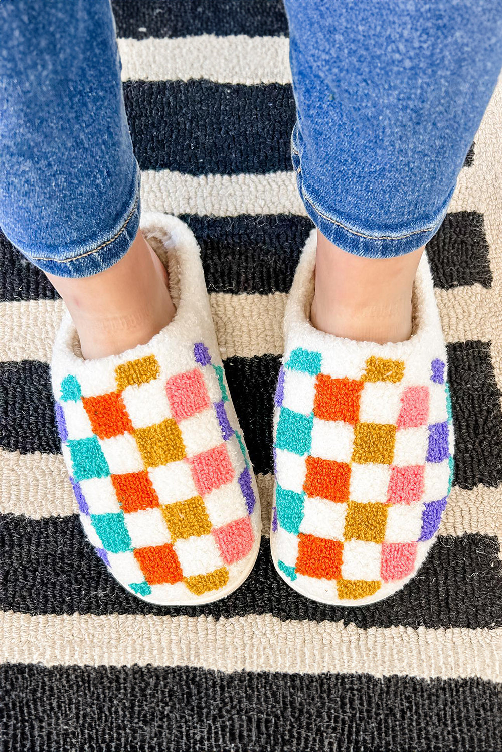 Colored Checkered Slippers