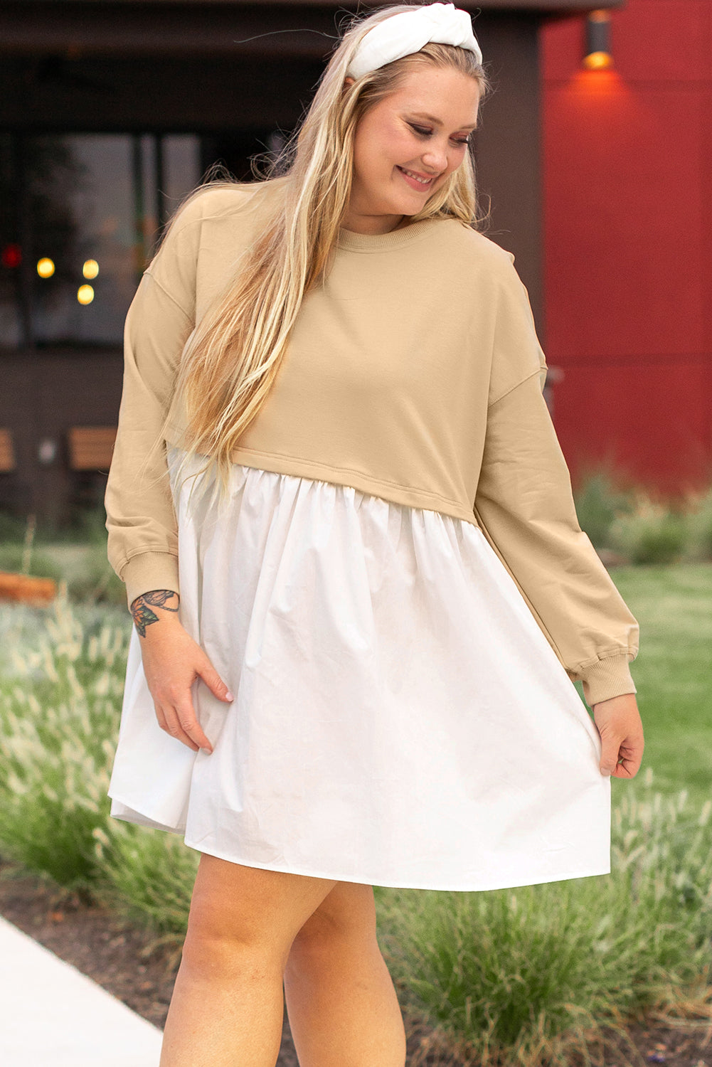 Latte Love Two-Tone Babydoll Dress