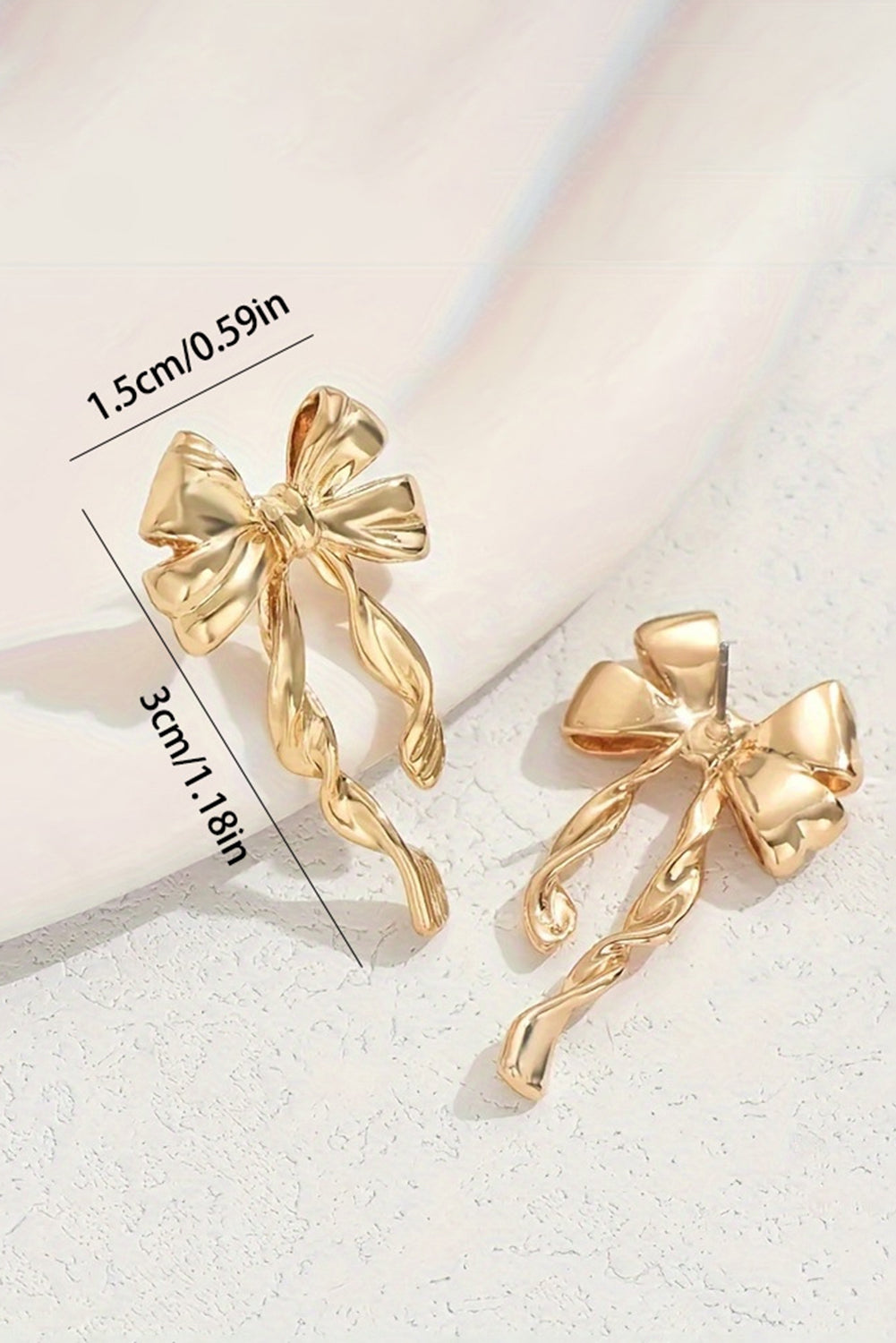 Golden Ribbon Bow Stud Earrings